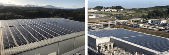 Solar power panel installed in Mie Plant